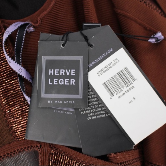 Hervé Leger Leather Trimmed Embellished Dress 👗 XXS ❤️ - Picture 4 of 6